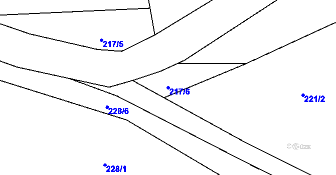 Parcela st. 217/6 v KÚ Dlouhá Lhota, Katastrální mapa