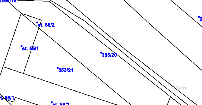 Parcela st. 353/20 v KÚ Dlouhá Lhota, Katastrální mapa