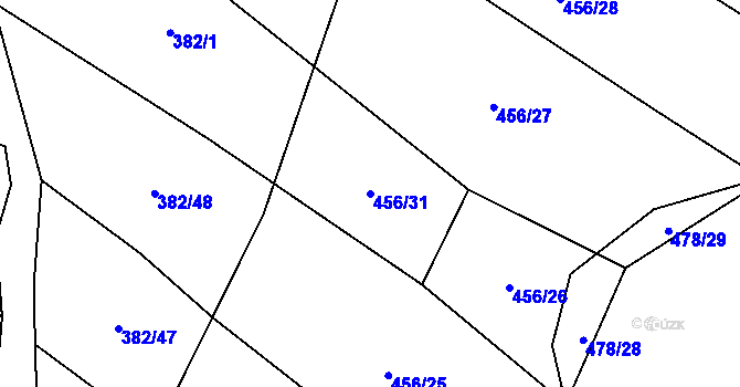 Parcela st. 456/31 v KÚ Dlouhá Lhota, Katastrální mapa