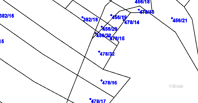 Parcela st. 478/32 v KÚ Dlouhá Lhota, Katastrální mapa
