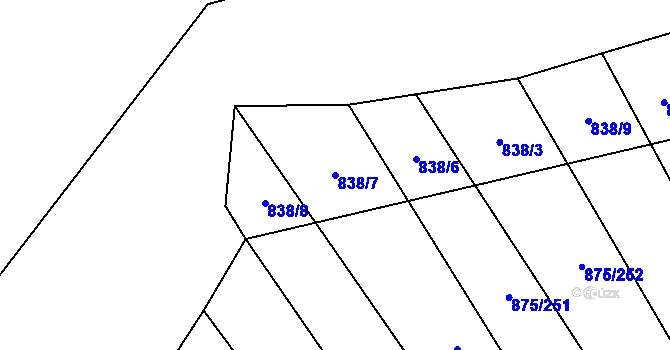 Parcela st. 838/7 v KÚ Dlouhá Lhota, Katastrální mapa