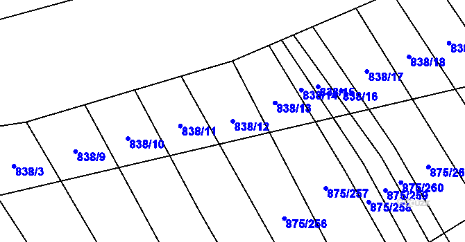 Parcela st. 838/12 v KÚ Dlouhá Lhota, Katastrální mapa