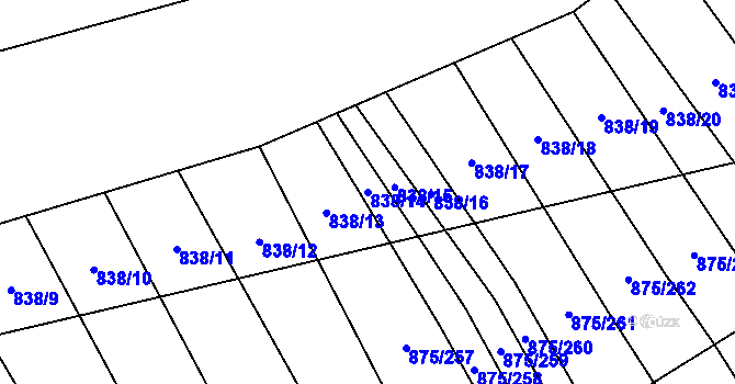 Parcela st. 838/14 v KÚ Dlouhá Lhota, Katastrální mapa