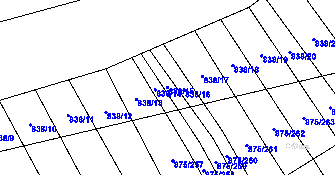Parcela st. 838/15 v KÚ Dlouhá Lhota, Katastrální mapa