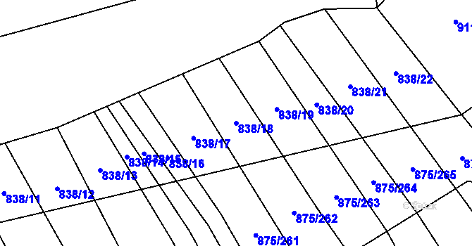 Parcela st. 838/18 v KÚ Dlouhá Lhota, Katastrální mapa