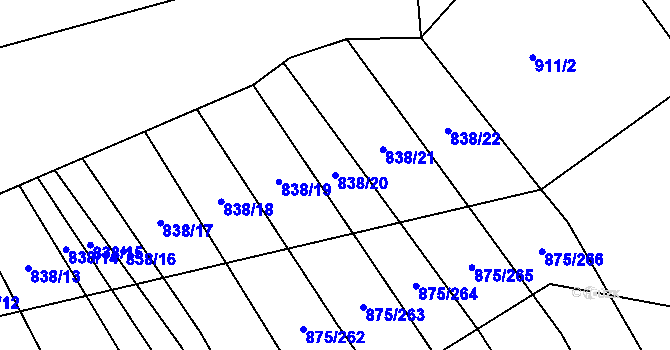 Parcela st. 838/20 v KÚ Dlouhá Lhota, Katastrální mapa