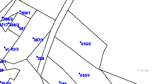 Parcela st. 410/2 v KÚ Dlouhá Lomnice, Katastrální mapa