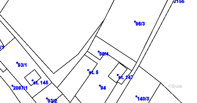 Parcela st. 98/4 v KÚ Dlouhá Lomnice, Katastrální mapa