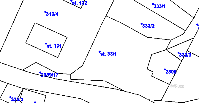 Parcela st. 33/1 v KÚ Dlouhá Lomnice, Katastrální mapa