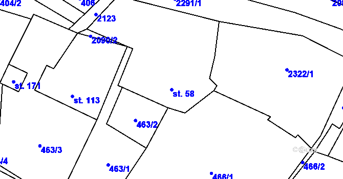 Parcela st. 58 v KÚ Dlouhá Lomnice, Katastrální mapa