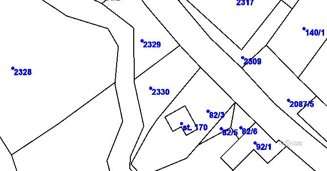 Parcela st. 82/1 v KÚ Dlouhá Lomnice, Katastrální mapa