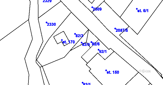 Parcela st. 82/5 v KÚ Dlouhá Lomnice, Katastrální mapa