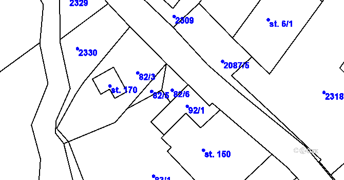 Parcela st. 82/6 v KÚ Dlouhá Lomnice, Katastrální mapa