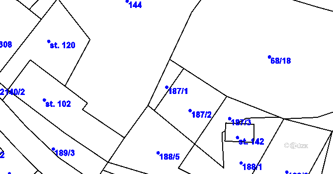 Parcela st. 187/1 v KÚ Dlouhá Lomnice, Katastrální mapa