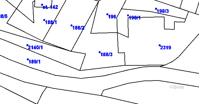 Parcela st. 188/3 v KÚ Dlouhá Lomnice, Katastrální mapa