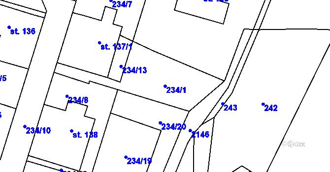 Parcela st. 234/1 v KÚ Dlouhá Lomnice, Katastrální mapa