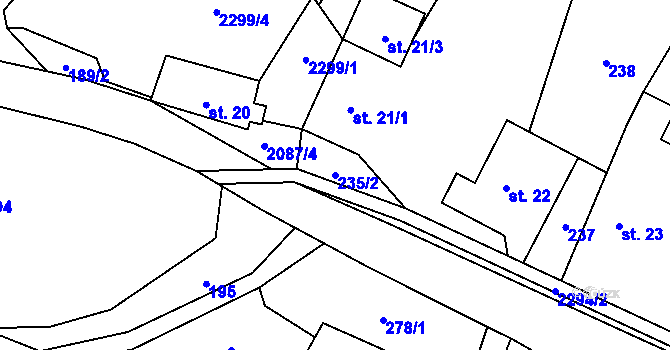 Parcela st. 235/2 v KÚ Dlouhá Lomnice, Katastrální mapa