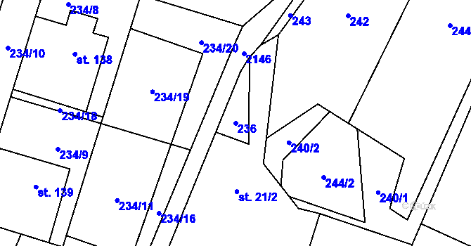 Parcela st. 236 v KÚ Dlouhá Lomnice, Katastrální mapa