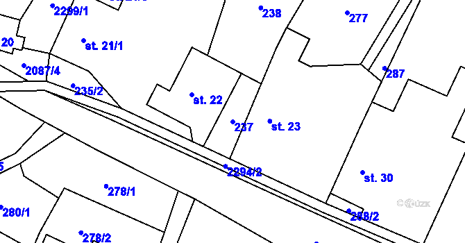 Parcela st. 237 v KÚ Dlouhá Lomnice, Katastrální mapa