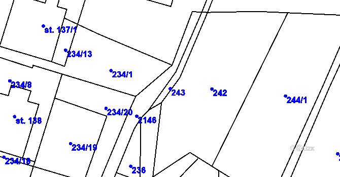 Parcela st. 243 v KÚ Dlouhá Lomnice, Katastrální mapa
