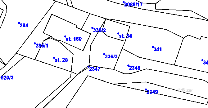 Parcela st. 336/3 v KÚ Dlouhá Lomnice, Katastrální mapa