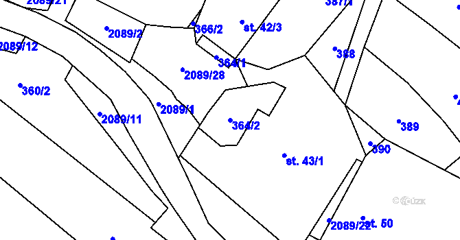 Parcela st. 364/2 v KÚ Dlouhá Lomnice, Katastrální mapa