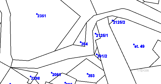 Parcela st. 394 v KÚ Dlouhá Lomnice, Katastrální mapa