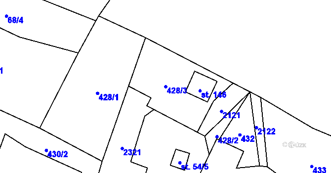 Parcela st. 428/3 v KÚ Dlouhá Lomnice, Katastrální mapa