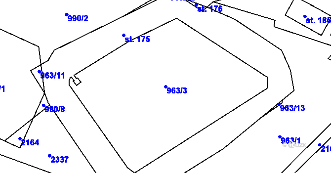 Parcela st. 963/3 v KÚ Dlouhá Lomnice, Katastrální mapa