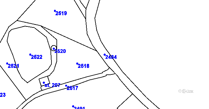 Parcela st. 2484 v KÚ Dlouhá Lomnice, Katastrální mapa