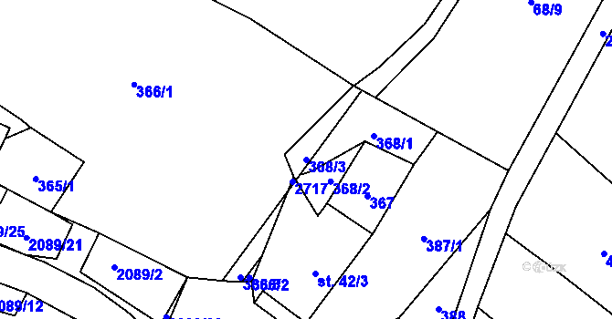 Parcela st. 368/3 v KÚ Dlouhá Lomnice, Katastrální mapa