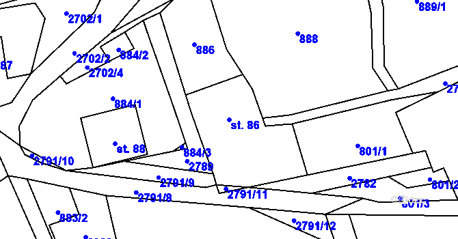 Parcela st. 86 v KÚ Dlouhá Loučka, Katastrální mapa