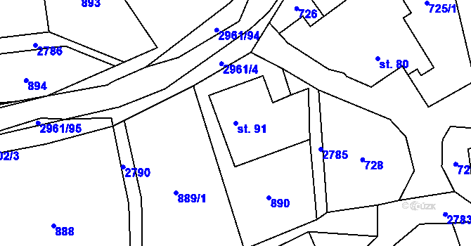 Parcela st. 91 v KÚ Dlouhá Loučka, Katastrální mapa