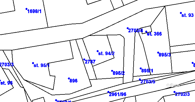 Parcela st. 94/2 v KÚ Dlouhá Loučka, Katastrální mapa