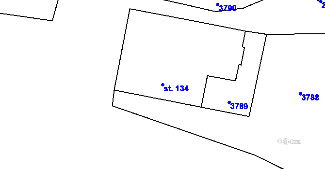 Parcela st. 134 v KÚ Dlouhá Loučka, Katastrální mapa