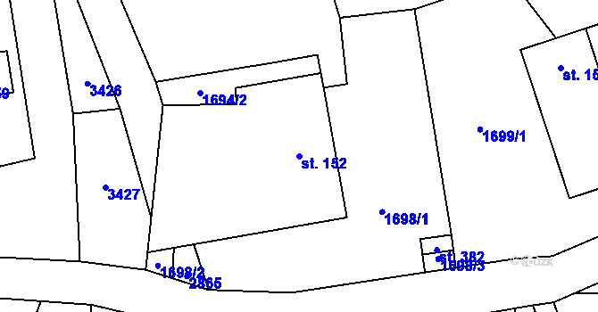 Parcela st. 152 v KÚ Dlouhá Loučka, Katastrální mapa