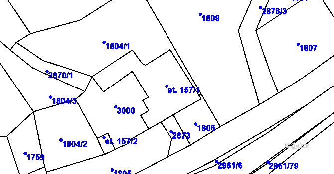Parcela st. 157 v KÚ Dlouhá Loučka, Katastrální mapa