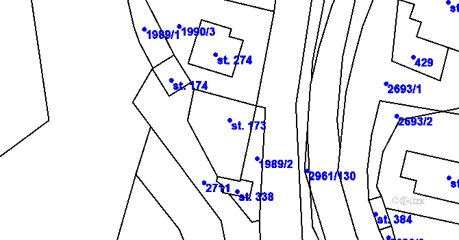 Parcela st. 173 v KÚ Dlouhá Loučka, Katastrální mapa