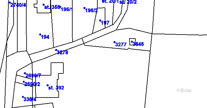 Parcela st. 285/2 v KÚ Dlouhá Loučka, Katastrální mapa