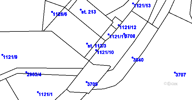 Parcela st. 1121/10 v KÚ Dlouhá Loučka, Katastrální mapa