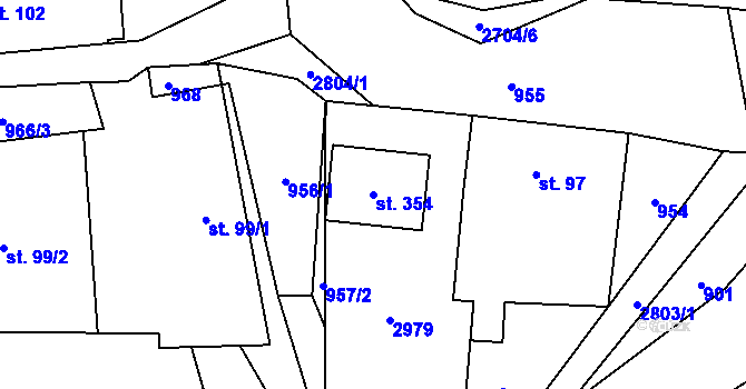 Parcela st. 354 v KÚ Dlouhá Loučka, Katastrální mapa