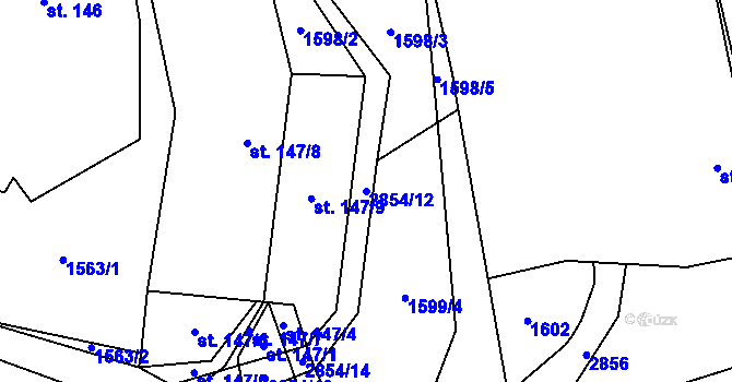Parcela st. 2854/12 v KÚ Dlouhá Loučka, Katastrální mapa