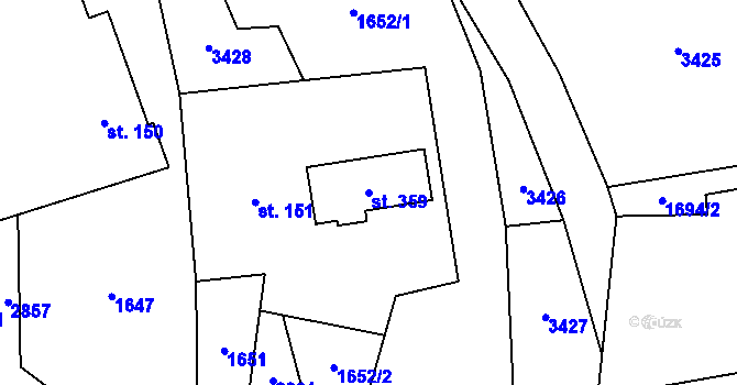 Parcela st. 359 v KÚ Dlouhá Loučka, Katastrální mapa