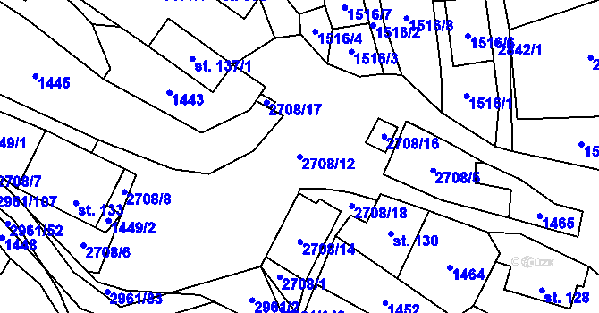 Parcela st. 2708/12 v KÚ Dlouhá Loučka, Katastrální mapa