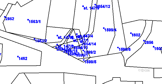 Parcela st. 2854/14 v KÚ Dlouhá Loučka, Katastrální mapa