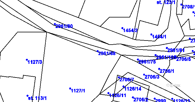 Parcela st. 2961/88 v KÚ Dlouhá Loučka, Katastrální mapa