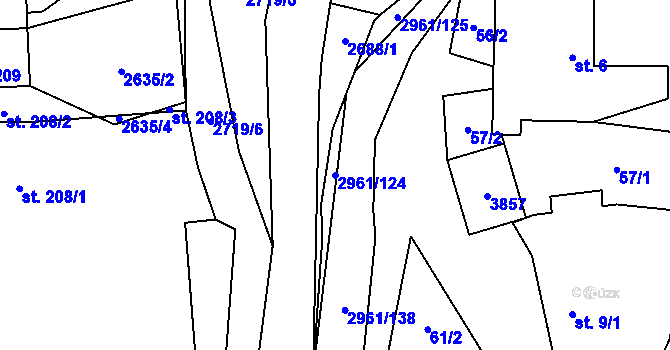 Parcela st. 2961/124 v KÚ Dlouhá Loučka, Katastrální mapa