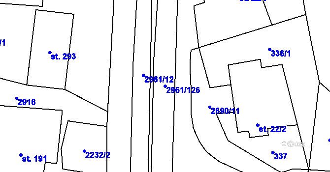 Parcela st. 2961/126 v KÚ Dlouhá Loučka, Katastrální mapa