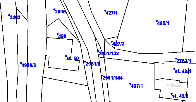 Parcela st. 2961/132 v KÚ Dlouhá Loučka, Katastrální mapa