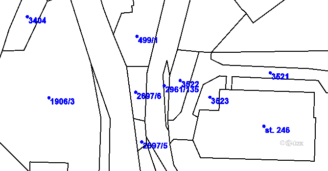 Parcela st. 2961/135 v KÚ Dlouhá Loučka, Katastrální mapa